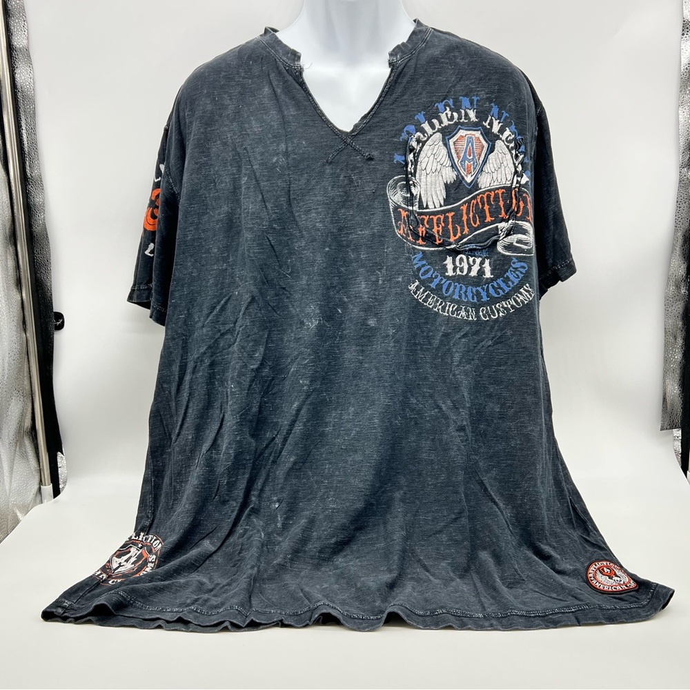 Affliction Black Short Sleeve Tee with Graphic Design